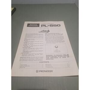 Pioneer PL-S50 Turntable Manual Original Operating Instructions Stereo Record